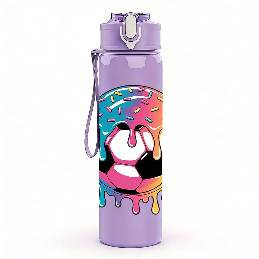 1PC Dripping Multicolor Ball Art 750ml Color Plastic Water Bottle Leakproof Flip Straw Lid For Sports Office Home Use