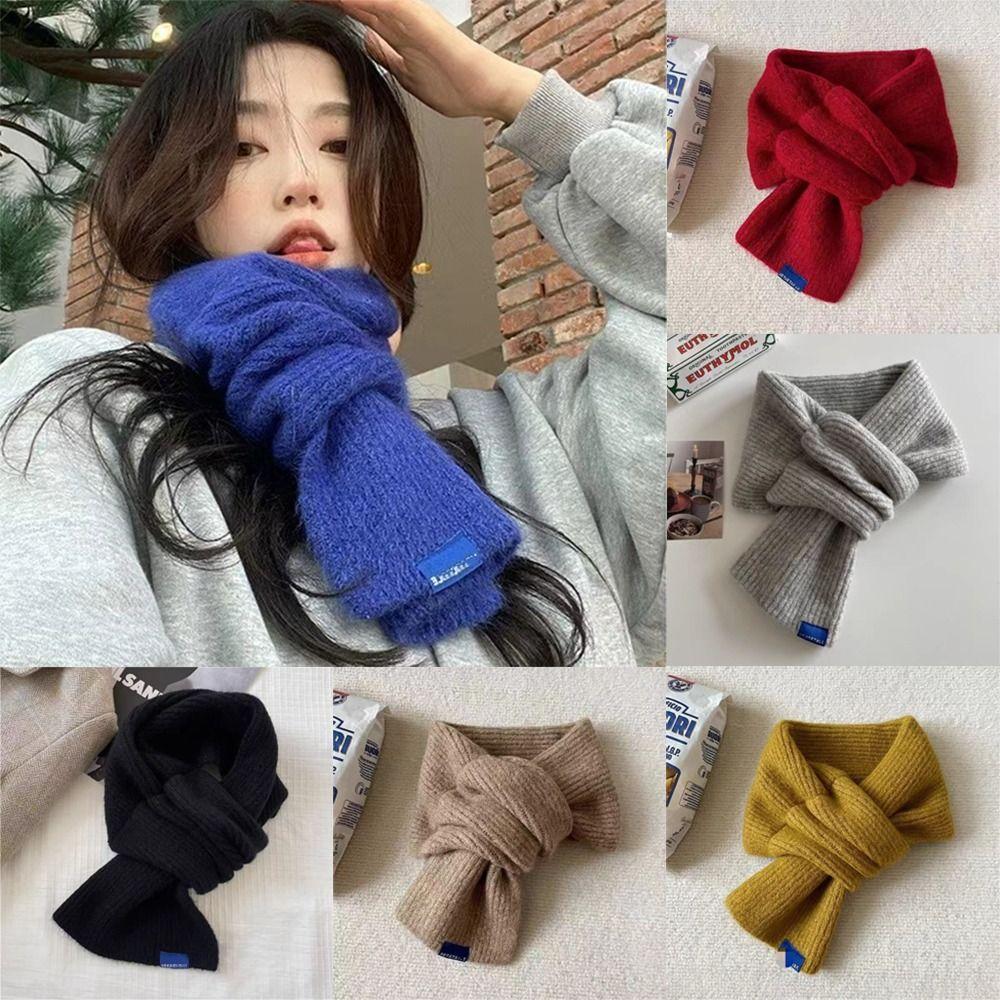 Woolen Cross Scarf Thicken Neck Scarf Neck Guard Shawl Short Neckerchief Women