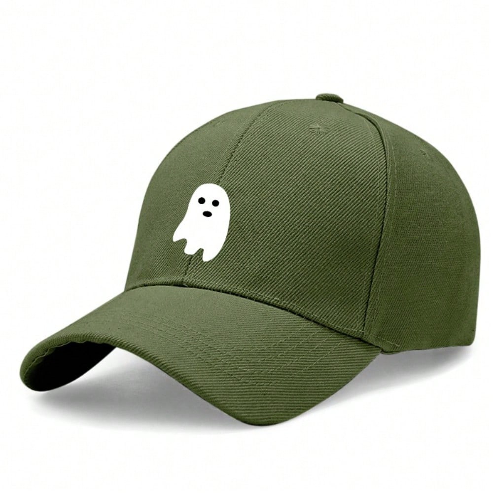 Ghost Print Baseball Cap - Unisex Adjustable Lightweight Hat With Soft Fabric Perfect For Casual Outings & Halloween Season Polyester