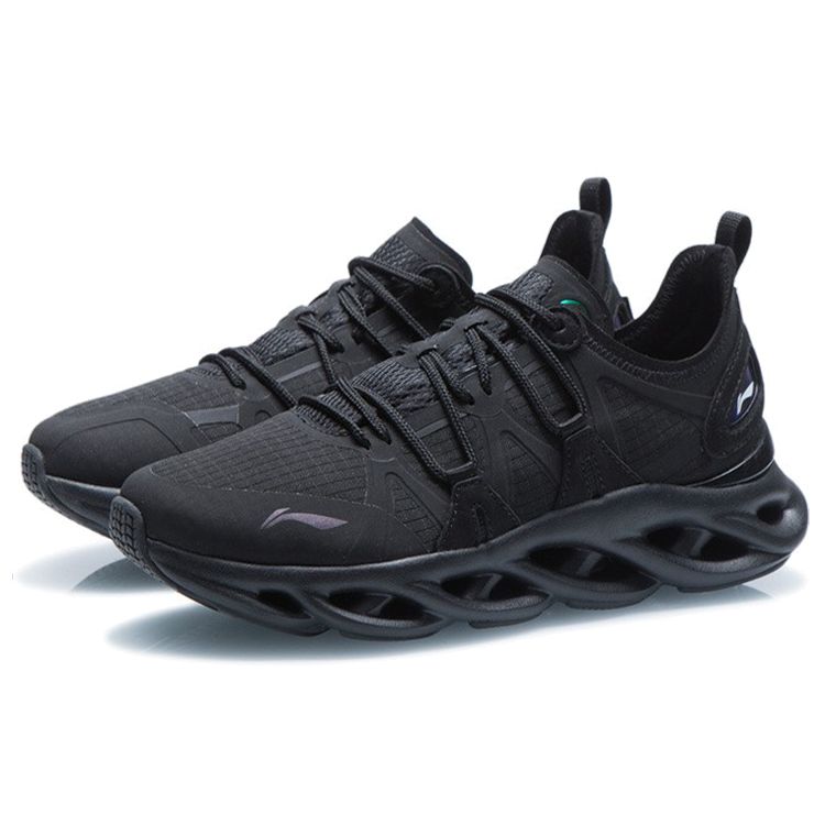 Li Ning Arc Comfortable Rebound Shock Absorption Wear Resistant Non Slip Low Top Running Shoes Women sneaker Black ARHQ088-10
