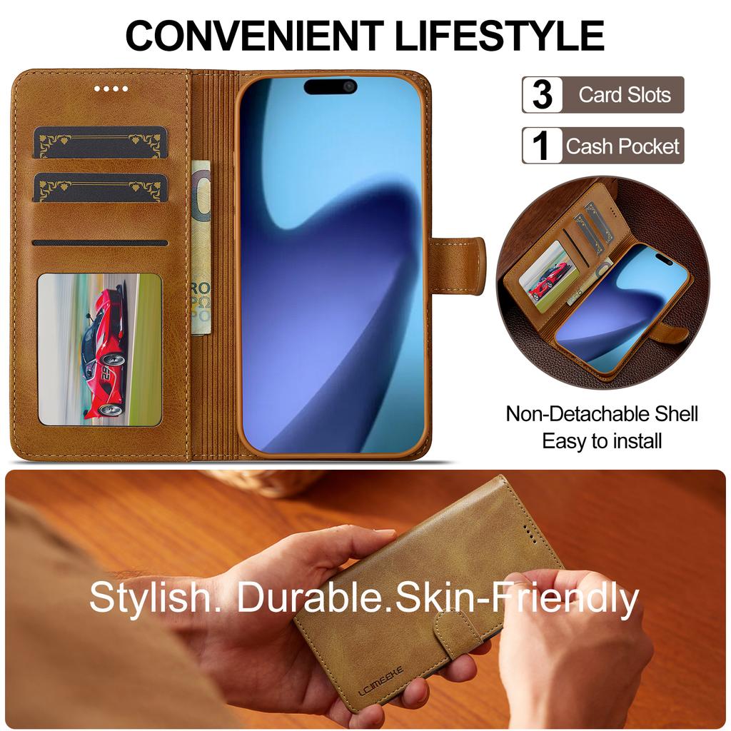 LC.IMEEKE For iPhone Air Case Calf Texture PU Leather Stand Wallet Phone Cover