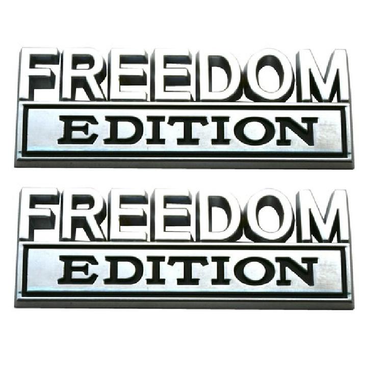2pcs Freedom Edition Metal Emblem Car Badges 3D Sticker Decal Black Chrome