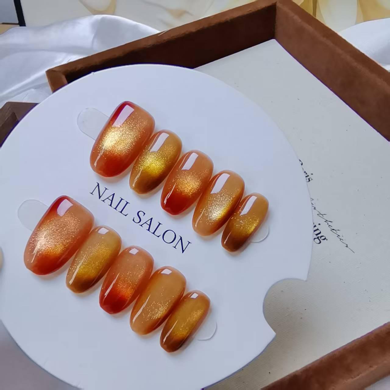 Caramel Crystal Cat Eye Handmade Whitening Autumn Nail Art - New Style Wearable Nails