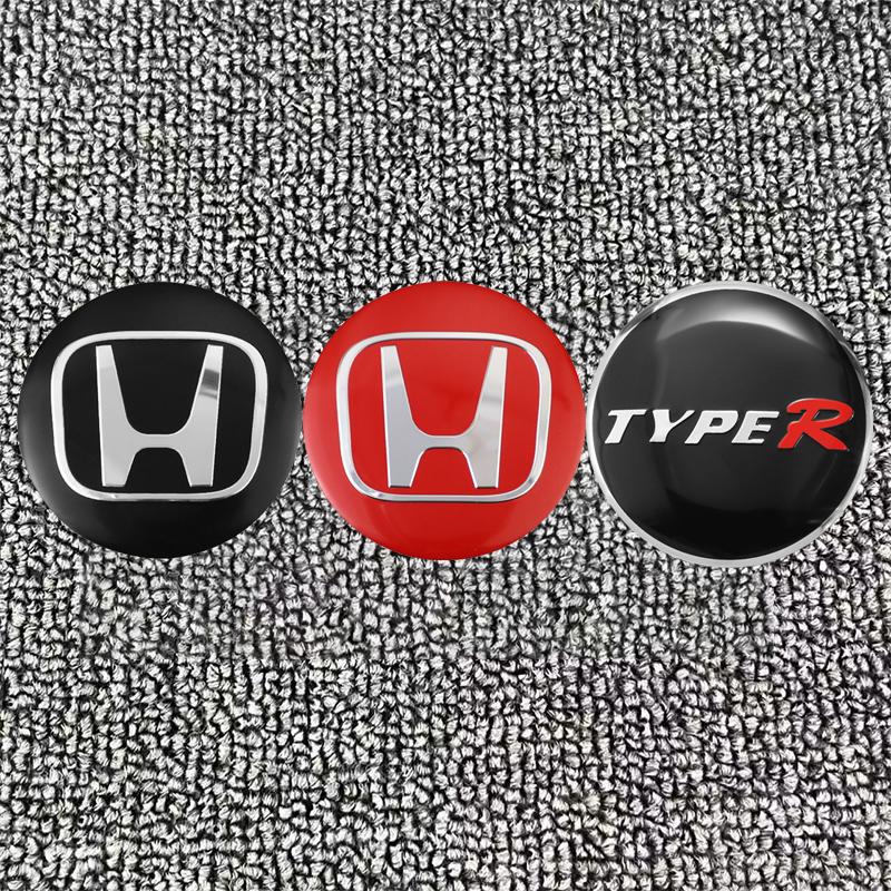 56MM 4Pcs Car Emblem Wheel Hub Center Cap Sticker Rim Badge Cover For Honda Stepwgn Prelude Odyssey Vezel FIT CRV CRZ CRX Accord