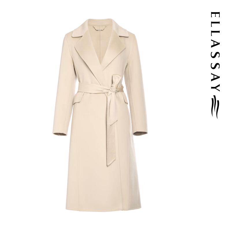 ELLASSAY Women's 100% Cashmere Long Wool Coat