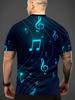 Music Notes 3D Print Men's Round Neck T-Shirt – Stylish Summer Casual Wear for Outdoor Activities, Fitness & Running, Comfortable Everyday Essential,