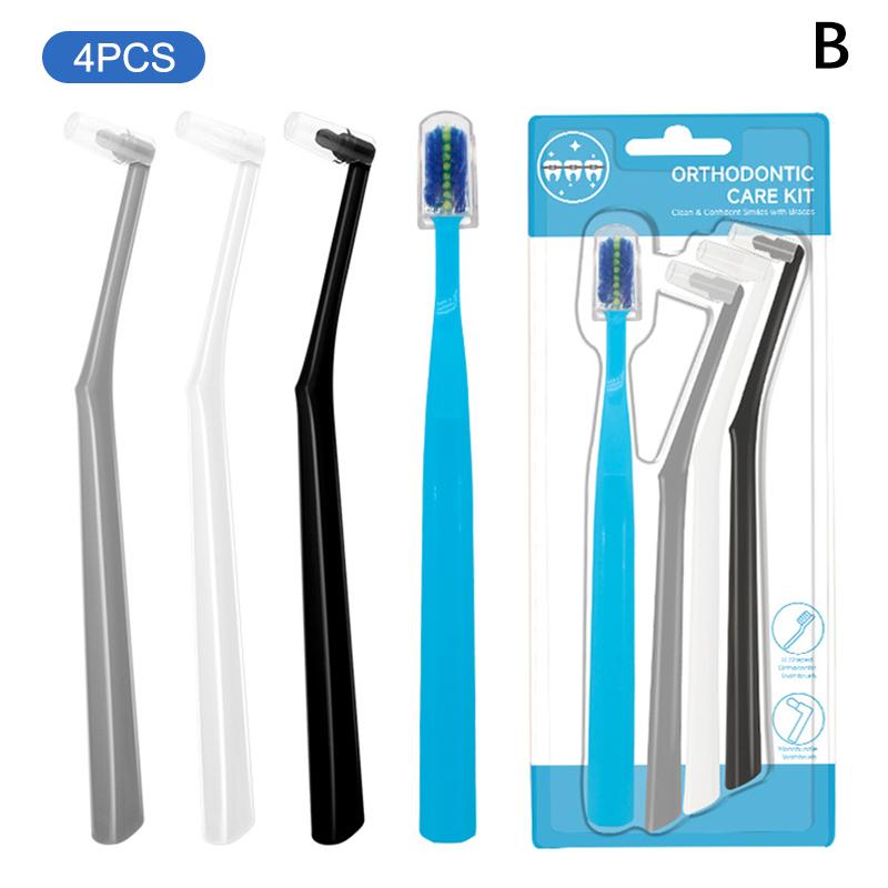 3/4/7Pcs L Shape Push-Pull Interdental Toothbrush Soft Bristle Tufted Brush for Oral Care Braces Cleaning Dental Care Accessory
