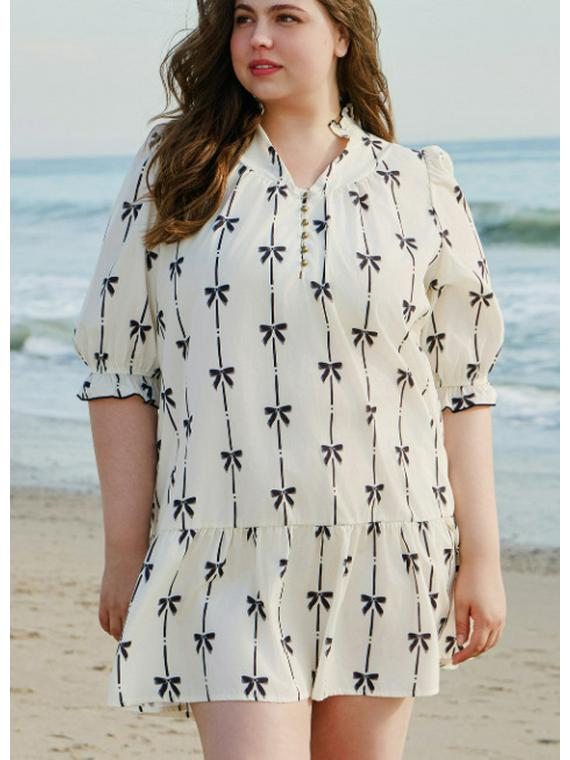 

2025 Summer Plus Size Casual Home Wear Dress 4XL слоновая кость/белый