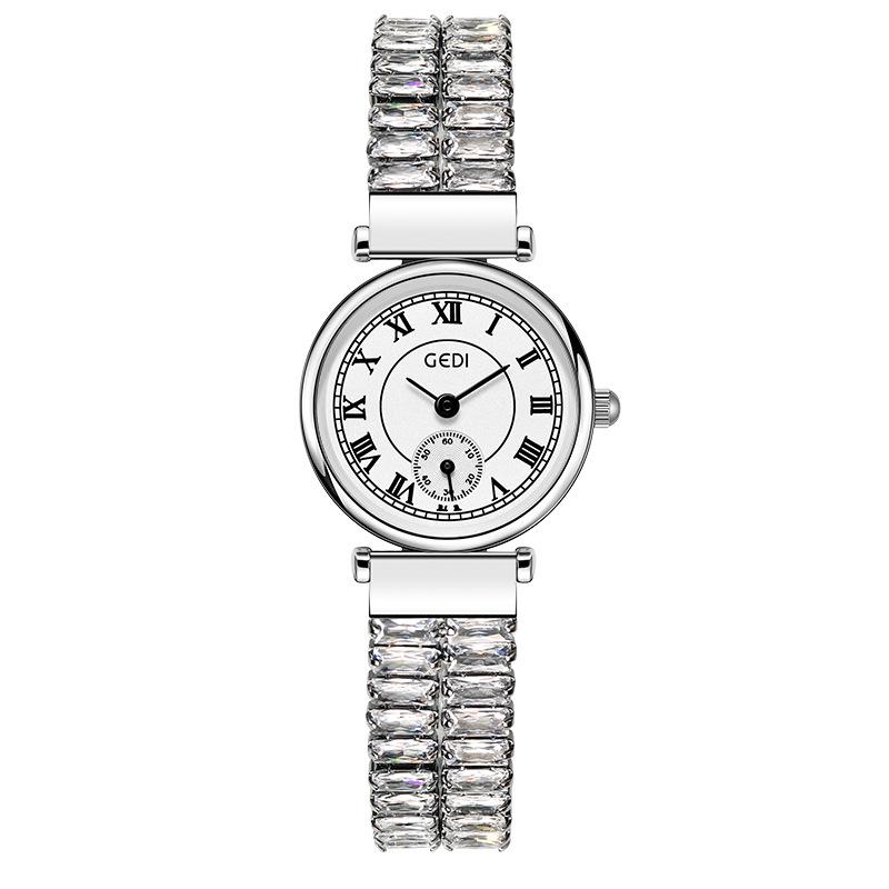 Light luxury high-end crystal chain watch niche fashion design Fritillary plate quartz watch