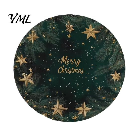 Round Washable Placemats Christmas Placemat, 14 Inch Festive Pattern Anti Slip Tabletop Protector, Heat Resistant Table Pad Insulation Place