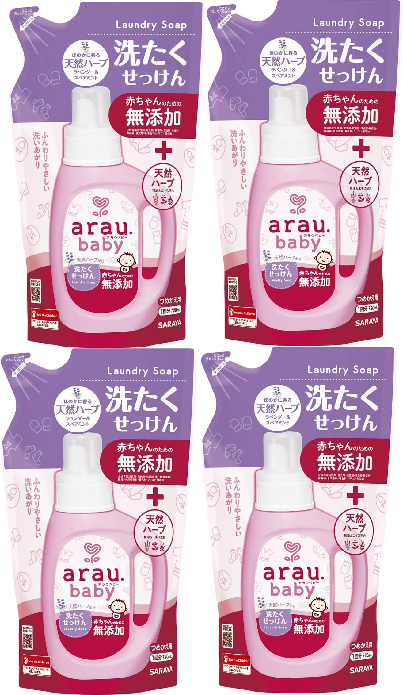 

Arau Baby Laundry Soap 720ml of arau. (Arau) [Bulk Purchase] arau. Refill, (Pack 4)