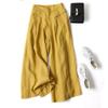 Cotton and Linen Wide-leg Culottes Summer Women's Semi-elastic High-waisted Thin Thin Nine-point Pants Stylish Neutral Tone Casual Pants