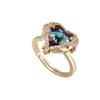 European and American Classic Light Luxury Retro Color Ocean Heart Open Ring Women's Trendy Ring Jewelry