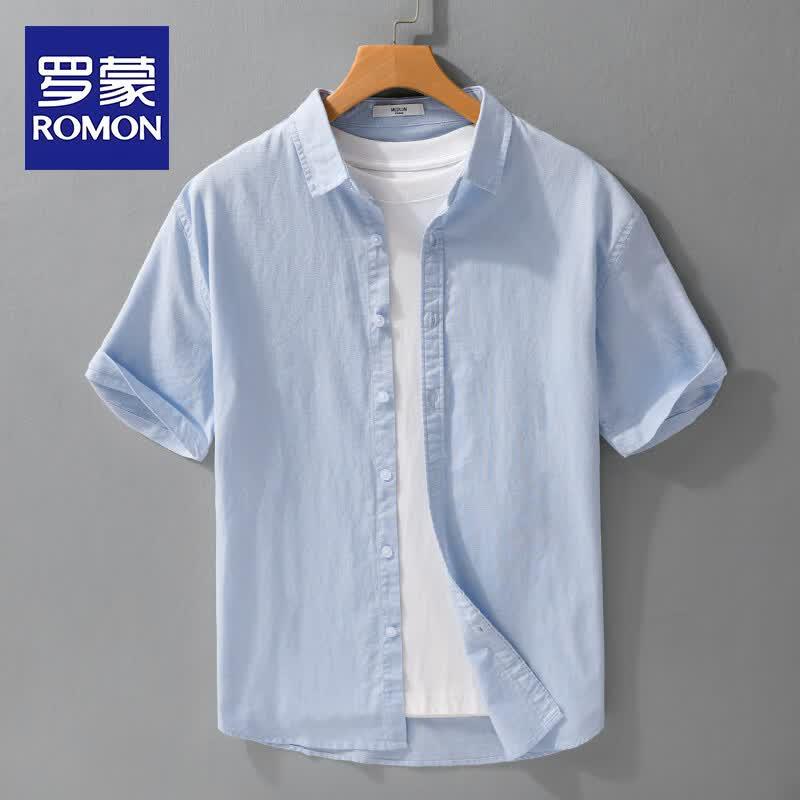 ROMON Men s Premium Summer Short-Sleeve Casual Shirt L