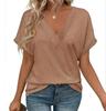 Summer V Neck Tops for Women Short Sleeve Fashion Loose Fit T Shirts Basic Tee 2025