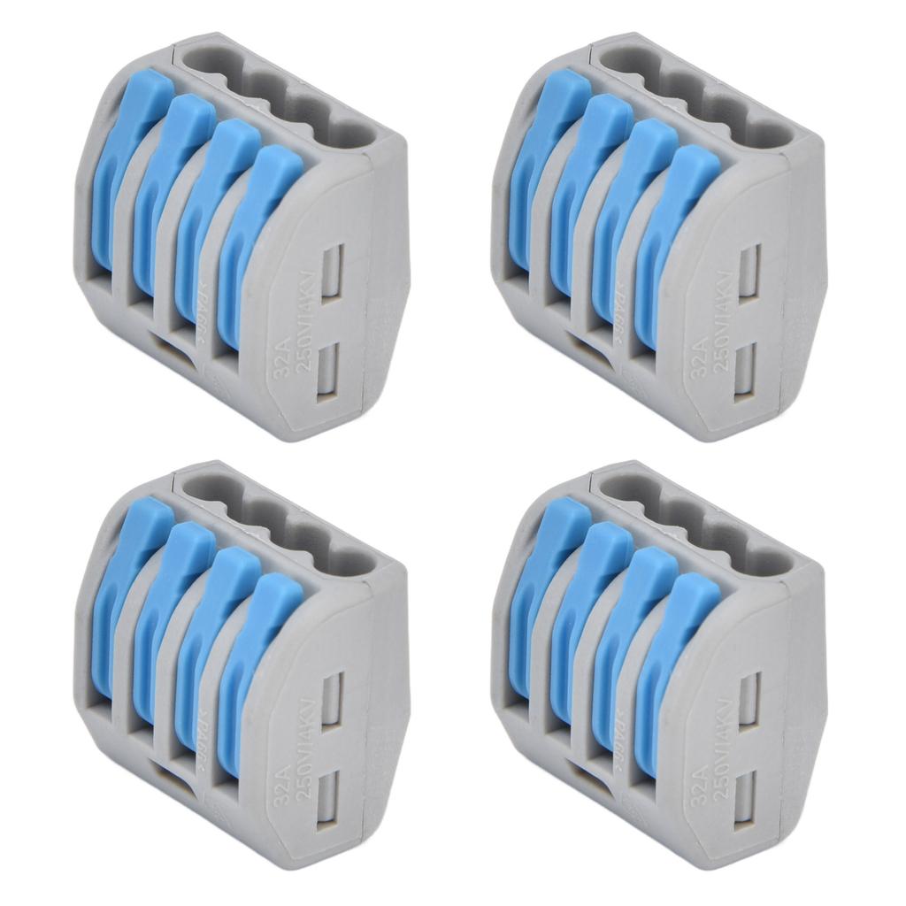25PCS 4 Way Lever Compact Wire Connectors Push In Quick Splicing Conductor Terminal BlockBlue