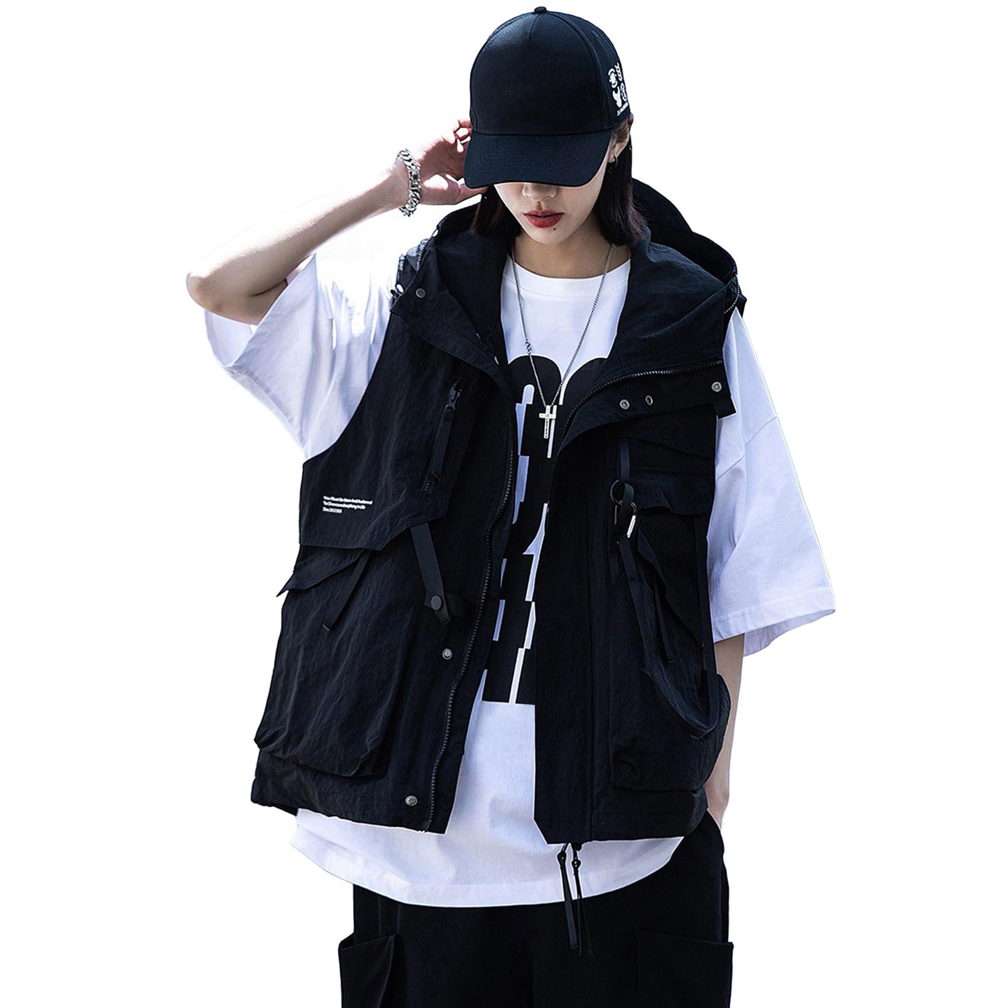 

ZORZIND Уличный черный ветрозащитный и легкий жилет для гор и стильный и повседневный жилет с воротником для мужчин и ношения водоотталкивающий кемпинг, чёрный