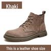 Men's Genuine Leather High-Top Martin Boots - Velvet Lined, Warm, British Style Desert Work Boots