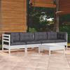 VidaXL Solid Pine Wood Garden Lounge Set 5 Pcs with Cushions Patio Furniture Outdoor Furniture Garden Furniture 3096155