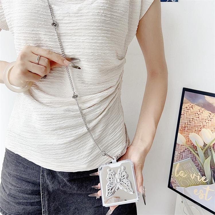 Applicable to Samsung ZFlip7 mobile phone folding mirror crossbody anti-drop acrylic zflip6 butterfly bracket protective case