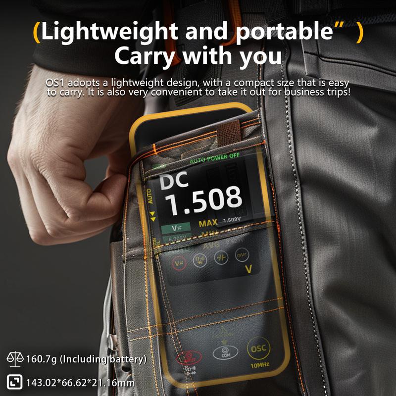 BSIDE OS1 Oscilloscope Multimeter 10MHz Bandwidth 2in1 Meter Auto Waveform Measurement 6000 Counts USB-C 1200mAh professional