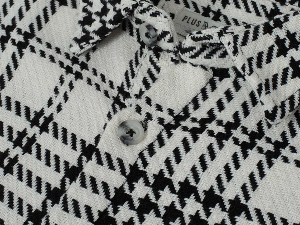 Men' Shirt - Cream and Black Houndstooth
