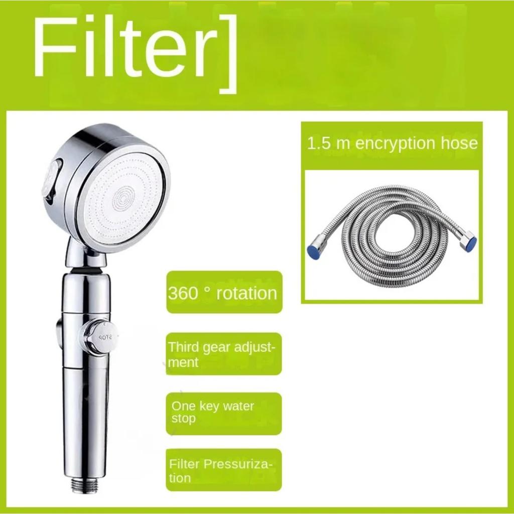 Pressurized Shower Head One Key Water Stop Hand Filter Dechlorination Skin Care Shower High Pressure Head