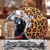 JEF Leopard Print Retro 3/4 Helmet for Men & Women - Stylish Motorcycle Half Helmet