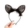 Black Feather Lace Cat Ear Headband - Cute & Elegant Headdress for Parties & Performances