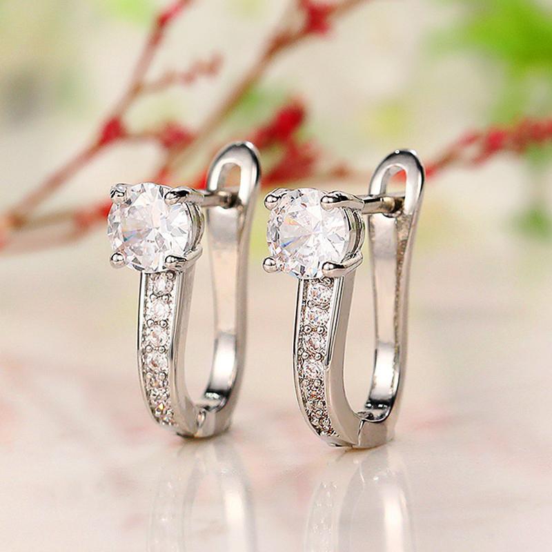 

Huitan U Hoop Earrings Trend Crystal Cubic Zirconia Ear Circle Earrings for Women Simple Design Versatile Lady s Fashion Zircon