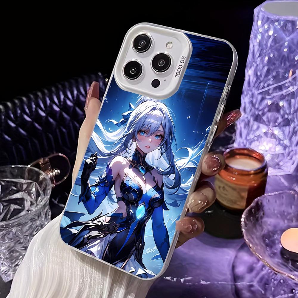 HSR Jingliu White Translucent Mobile Phone Case for iPhone 17 16 15 14 13 12 11 X XR XS Air Pro Max Plus Colorful Cover
