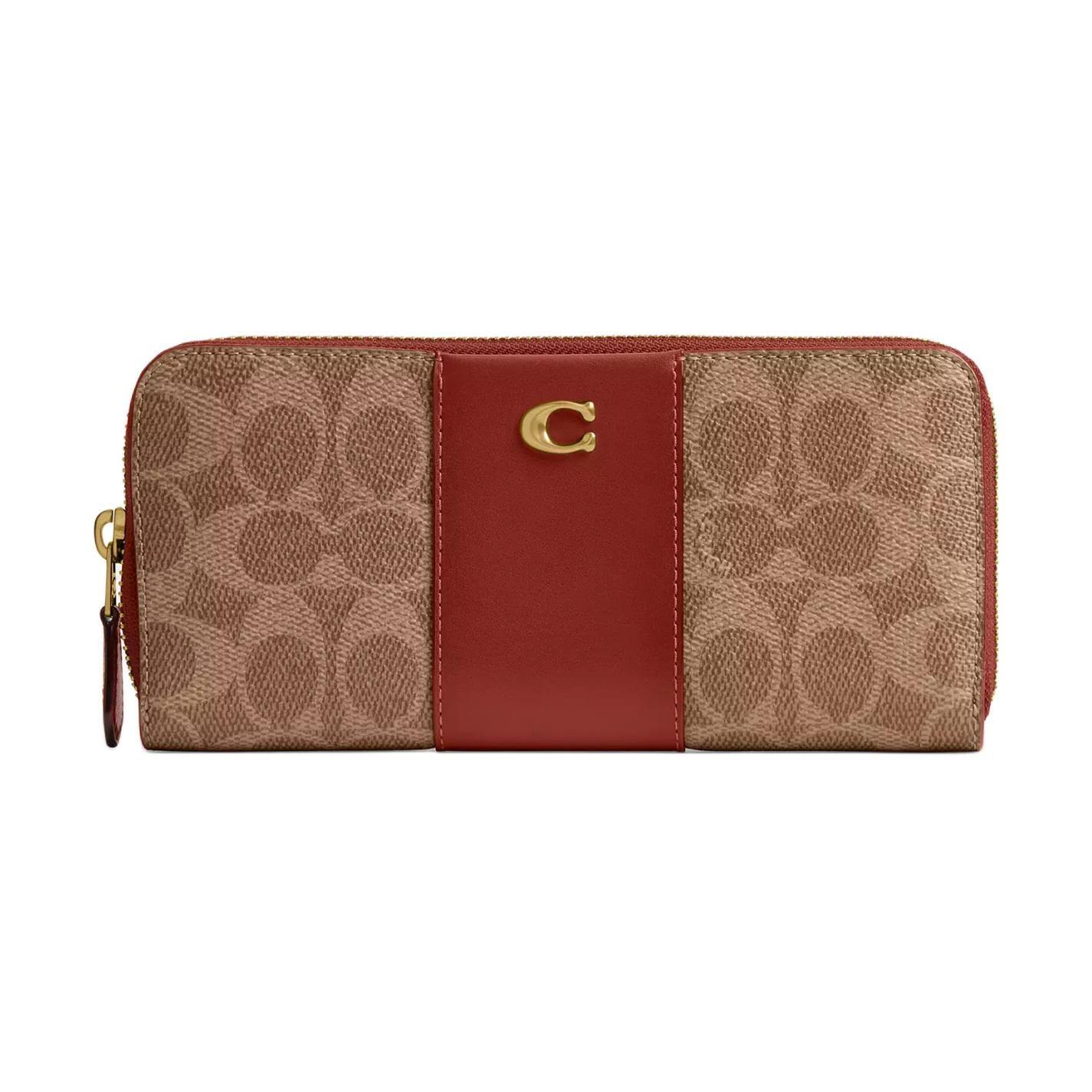 

Coach Essential 20 Metal Logo Zipper Wallet Coated Canvas And Calfskin Unisex Wallet Brass Brown CS031-B4NQ4 Basic Set (Bag+Dust Bag)