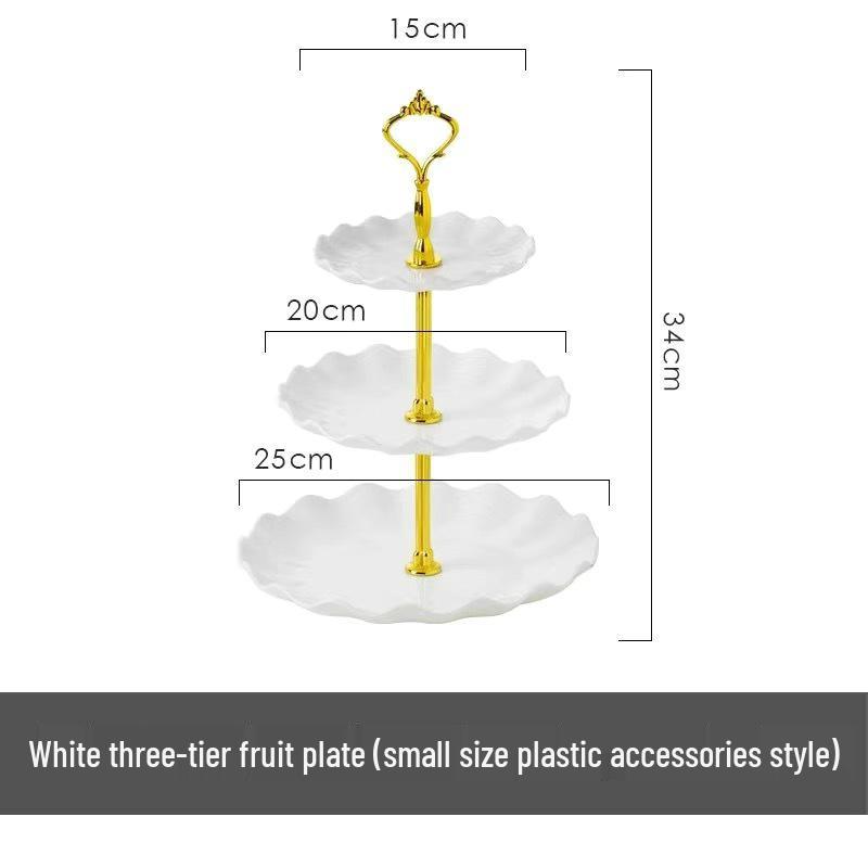 Tavă cu trei etaje în stil nordic pentru fructe și gustări pentru living