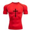 Men's Compression Fitness T-Shirt, Stylish Gothic Dark Cross