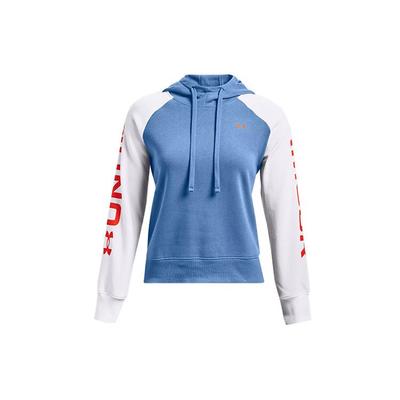 Logo Pattern Color Block Loose Fleece American Hoodie Women Hoodies Blue 1365861-488