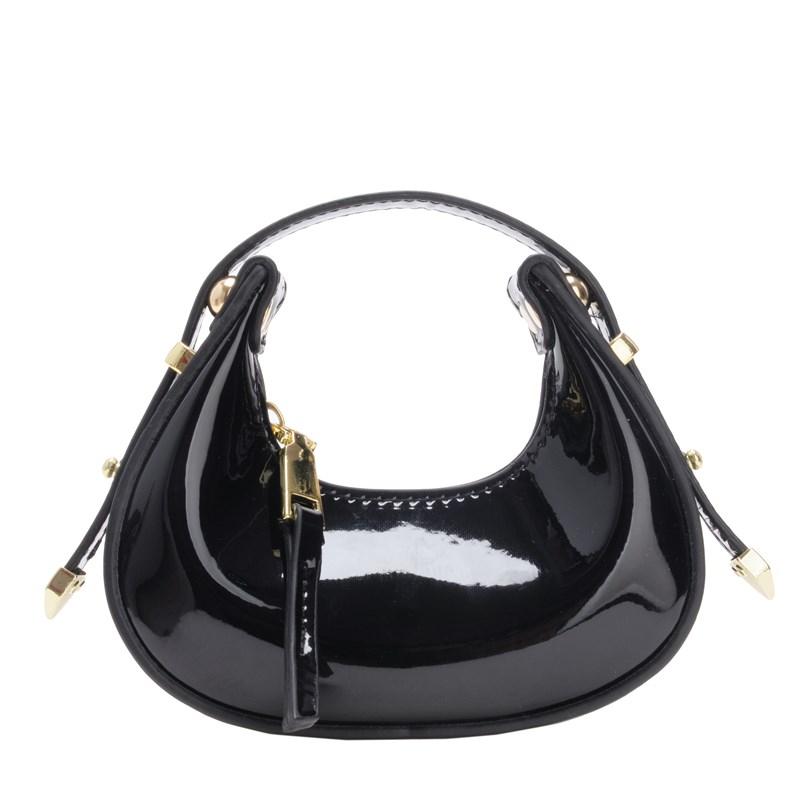 PU Children's Handbags Mini Half-moon Solid Compact Simple Sense of Luxury Beautiful Designer New Style Fashion