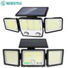 Solar Lights Outdoor 3 Heads Motion Sensor 286/236LED Security Flood Lights Waterproof 3 Modes Wall Lamp for Garden Patio Yard
