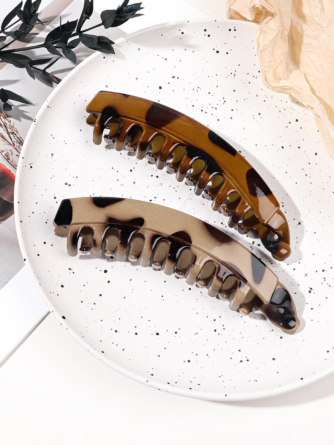 

2 шт. Заколка-банан для хвоста в форме рыбы для густых волос, Черепаховая нескользящая заколка-краб для волос для девочек и женщин, Аксессуар для волос