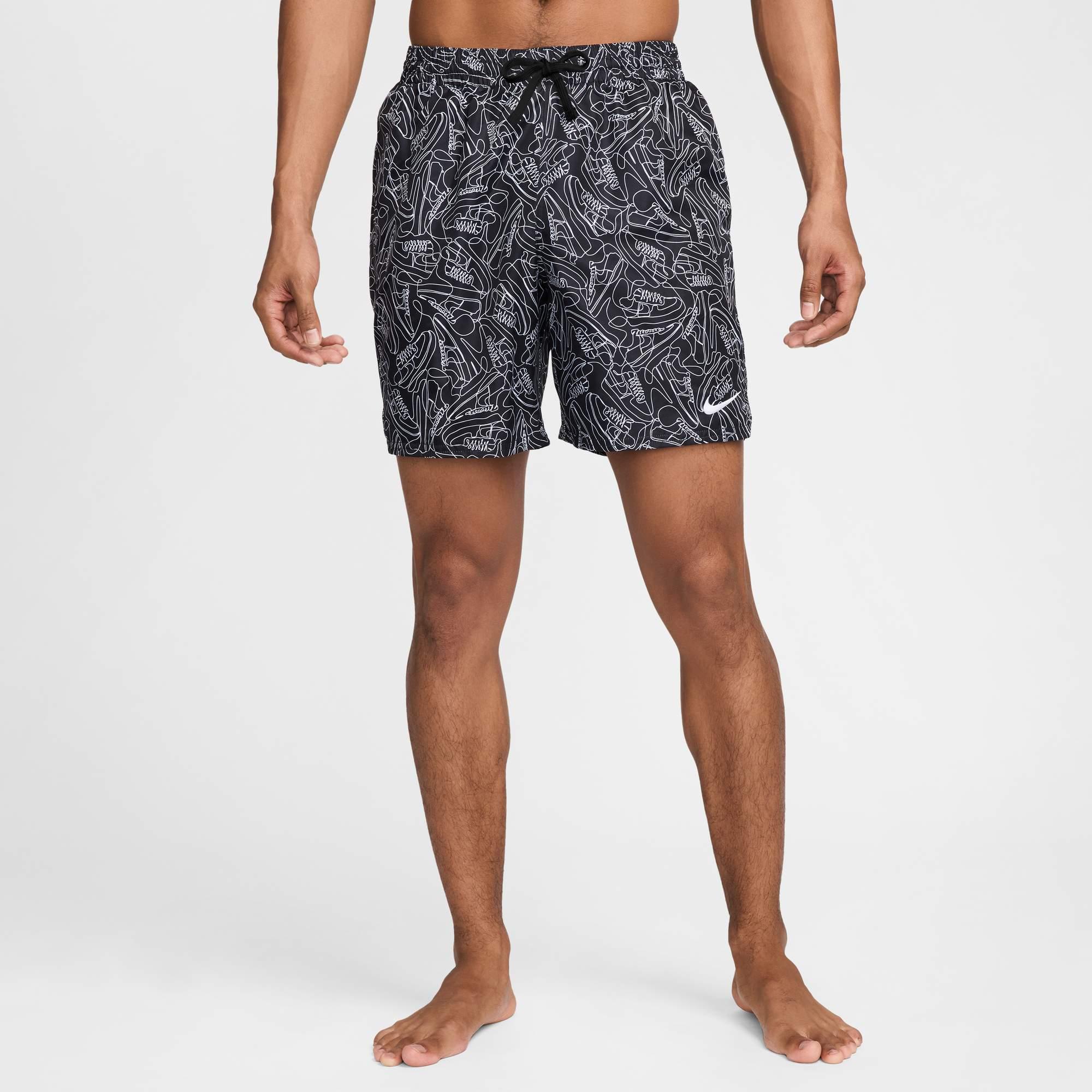 

Nike Fashionable Versatile Lace-Up Mid-Rise All-Over Print Swim Trunks Men swimwear Black FZ6361-010 M