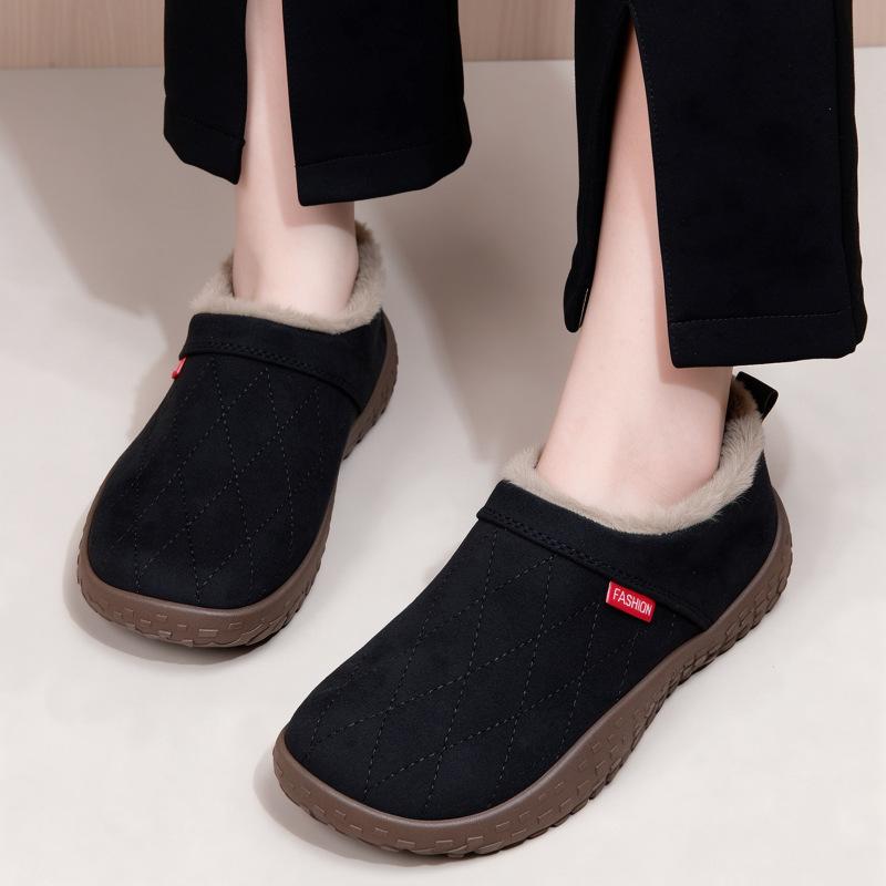 Simple Women's Warm Foot Cover Shoes, Low Heel, Cotton Shoes, Anti-slip Shoes
