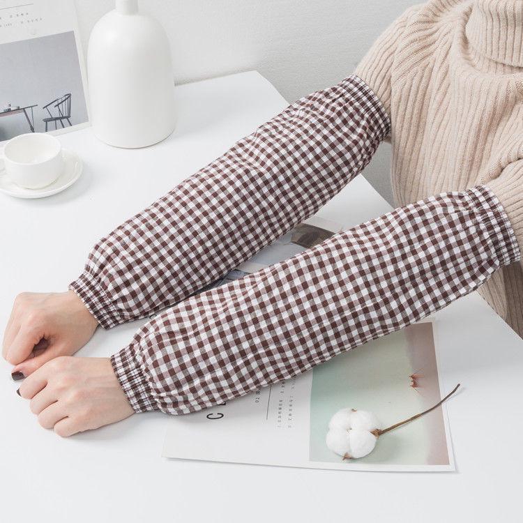 Strapazierfähige Baumwoll-Karo-Armstulpen für Herbst/Winter - Schmutzabweisend, Elastisch, Lockerer Sitz für Zuhause und Arbeitsschutz