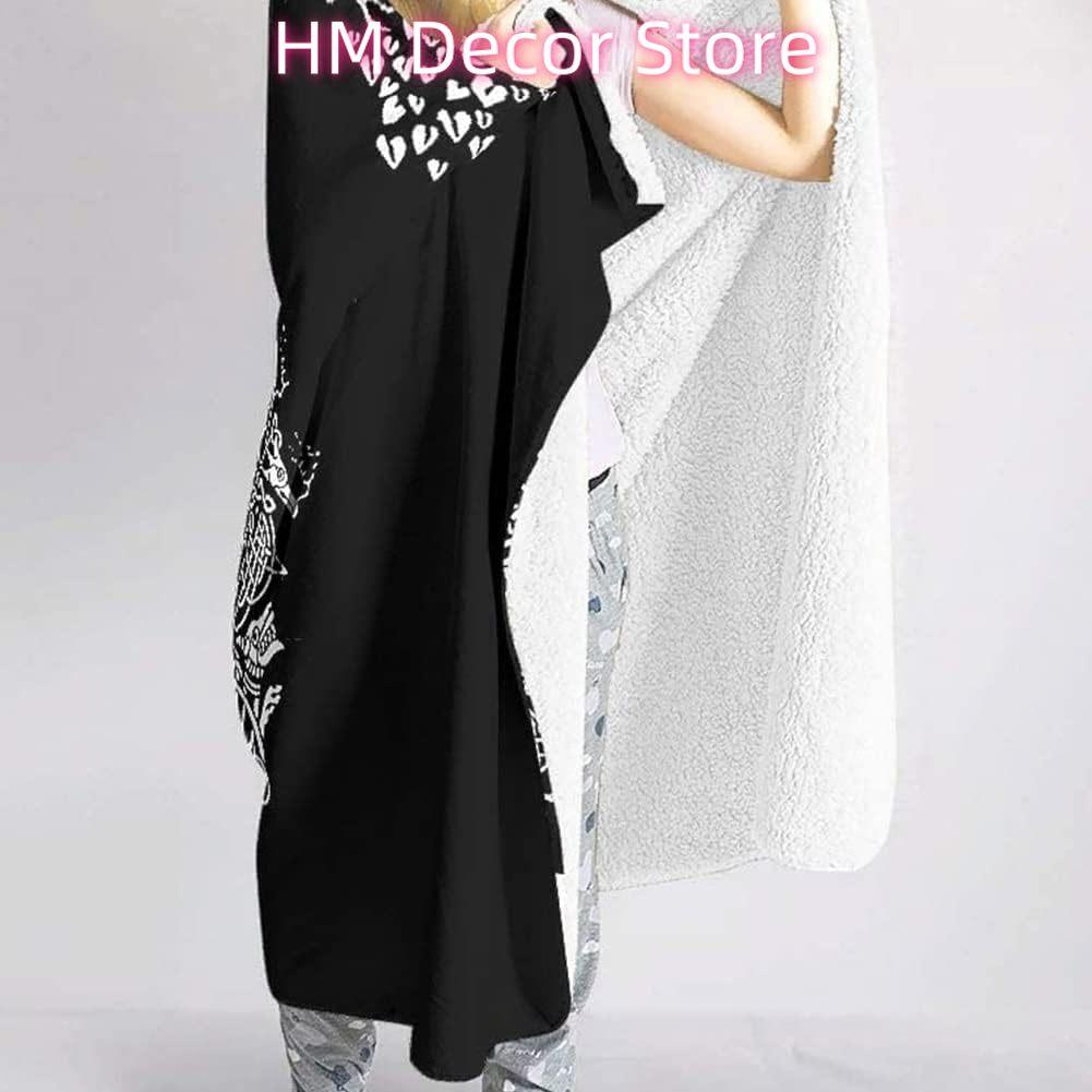 Norse Viking Hooded Blanket Cloak Nordic Myth Odin'S Raven Crow Pattern Hooded Cape Super Soft Cozy Wearable Blanket 3D Print No