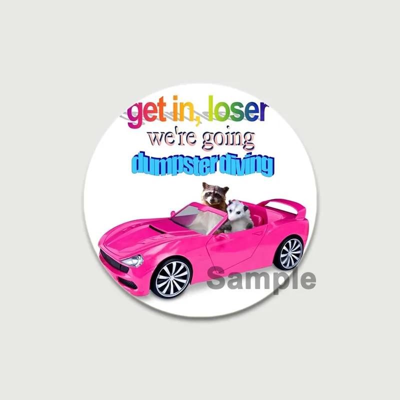 32/44/58mm Funny Brooch Pins for Backpack Clothes Round Tinplate Enamel Pin Custom Pig Love Snowman Wolf Art Badge Jewelry Gifts