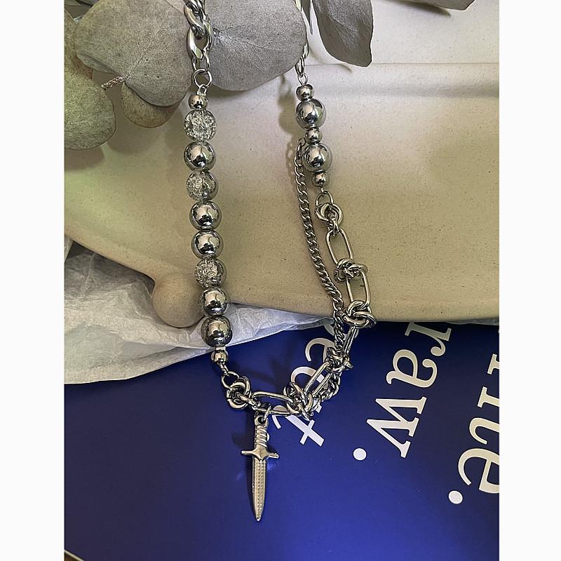 Handcrafted Geometric Pendant Necklace With Glass Bead Splicing For Casual Wear