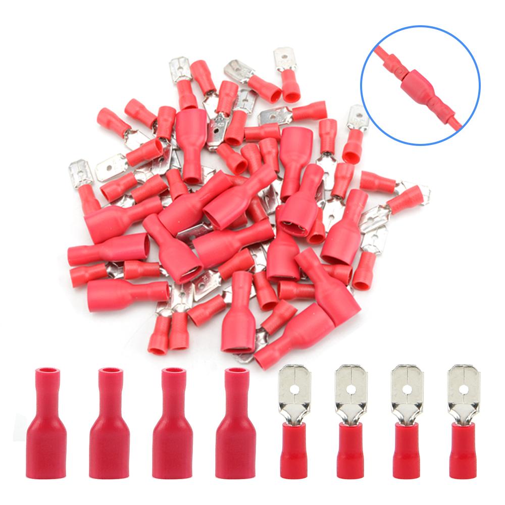 25Pairs 50pcs PVC Red/Blue Connectors Wire Connectors Wire Terminals Connectors Assorted Kit Insulation Crimping Terminals