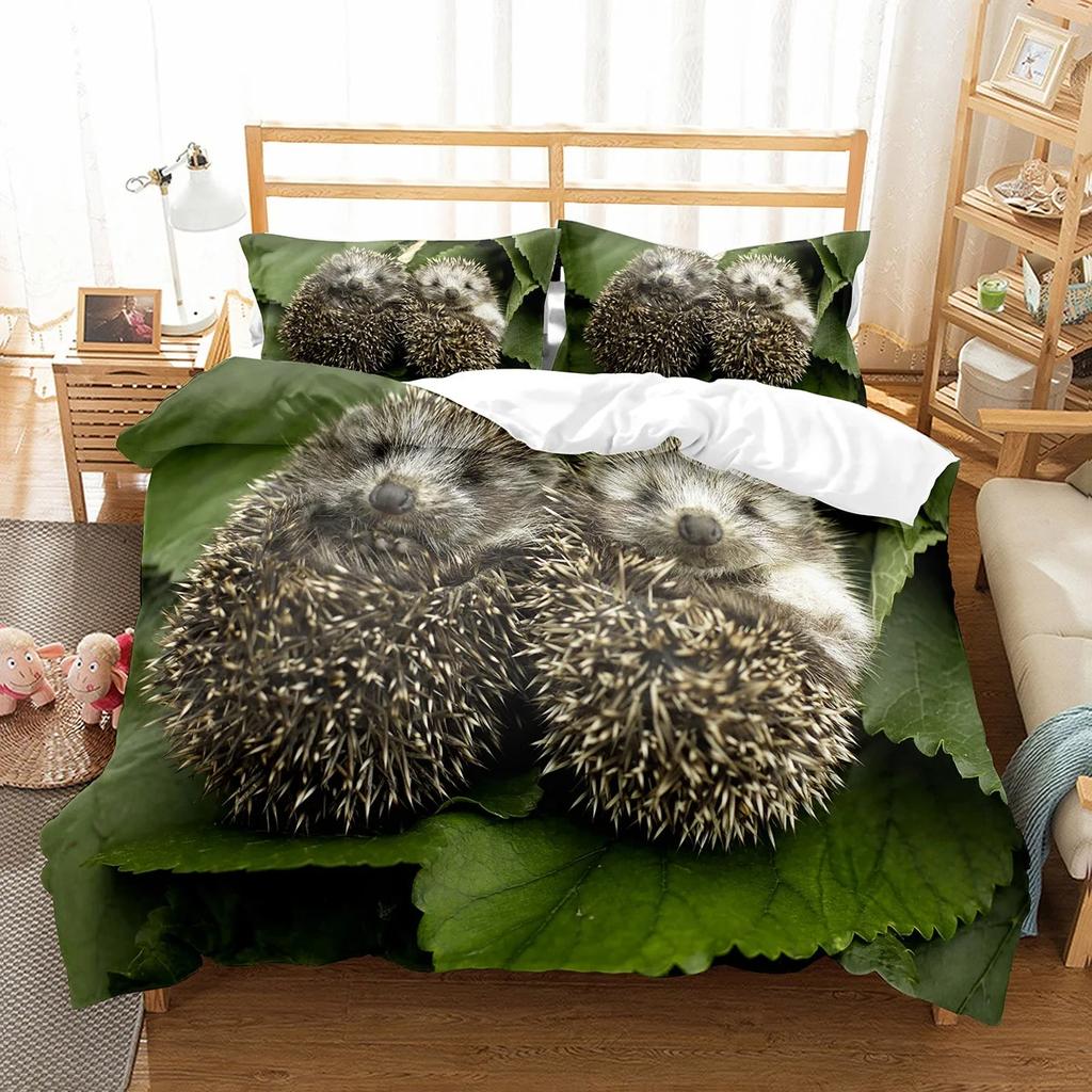 Hedgehog Duvet Cover Collection Cute Cute Animal Polyester Comforter Cover King Queen Size For Kid Boy Girl Bedding Collection With Pillowcase
