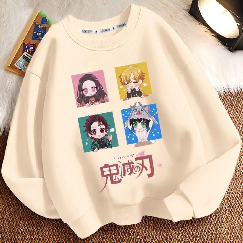 Children's Loose Demon Slayer Hoodie, Spring and Autumn Boys' and Girls' Casual Round-neck Coat