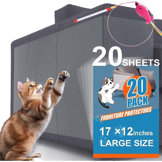 20-Pack Cat Scratch Furniture Couch Protector - Large Size 17x12inch Sofa Protectors Tape from Anti Cats Claws Scratching , Chair Corner Guards Cover