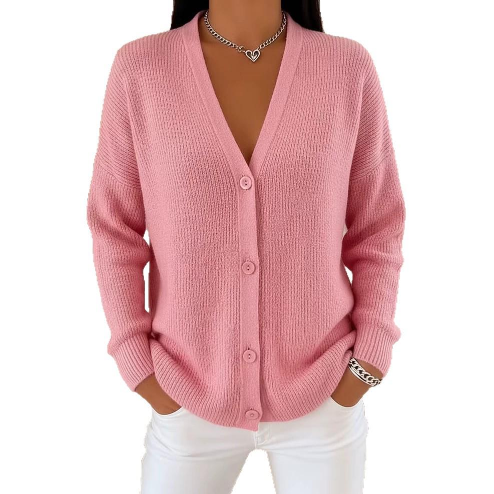 Damen V-Ausschnitt Knopfleiste Strickmantel - Herbst/Winter Kollektion