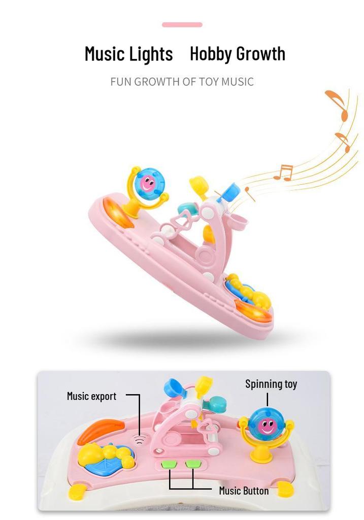Multifunctional Anti-Tip Baby Walker with U-Shaped Pushchair